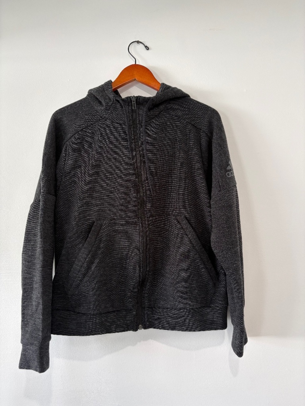Adidas Dark Gray Zip Hoodie Jacket Women’s Large Athleisure